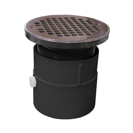 Jones Stephens 4in. PVC Over Pipe Fit Drain Base with 4in. Plastic Spud and 6in. Chrome Plated Strainer D53269